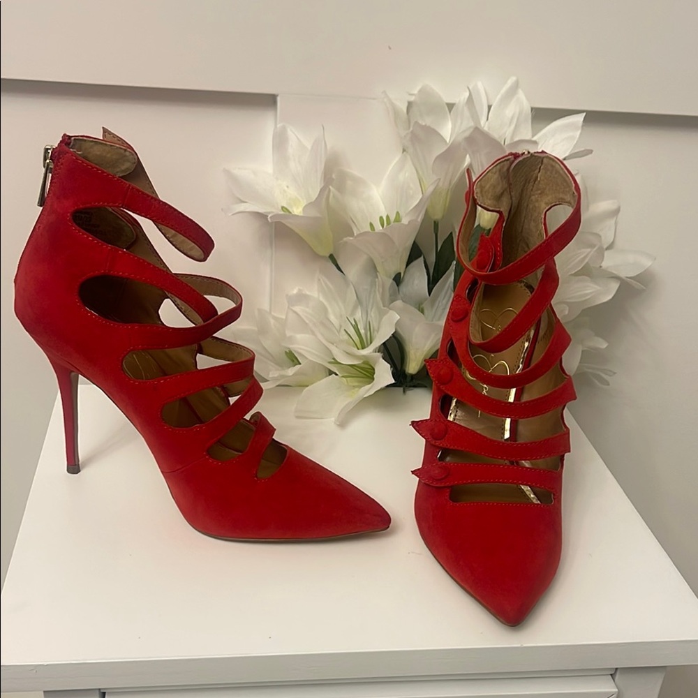 Elegant Red Strappy Heels